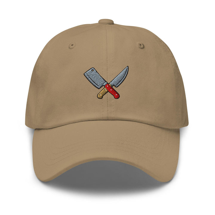 Crossed Kitchen Knives Embroidered Dad Cap: Chino Cotton Twill Adjustable Unisex Hat