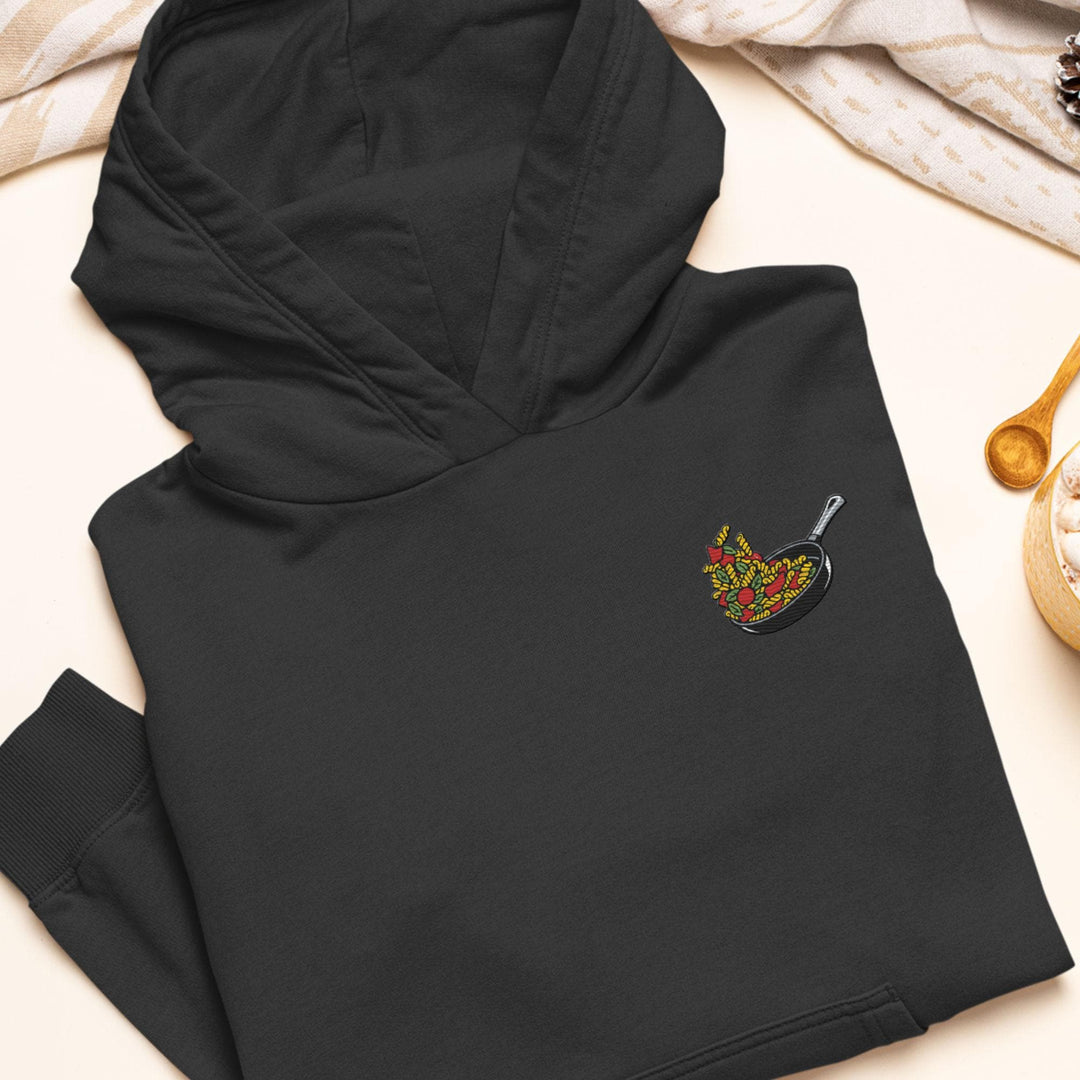 Pasta Tossing Pan Embroidered Hoodie: Heavy Blend Cotton-Poly, Unisex Fit