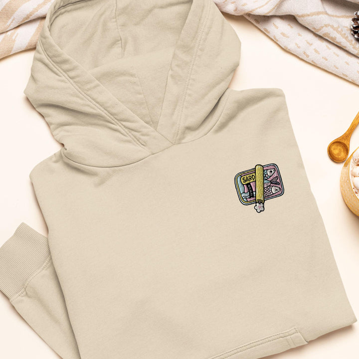 Pastel Sardine Can Embroidered Hoodie: Heavy Blend Cotton-Poly, Unisex Fit
