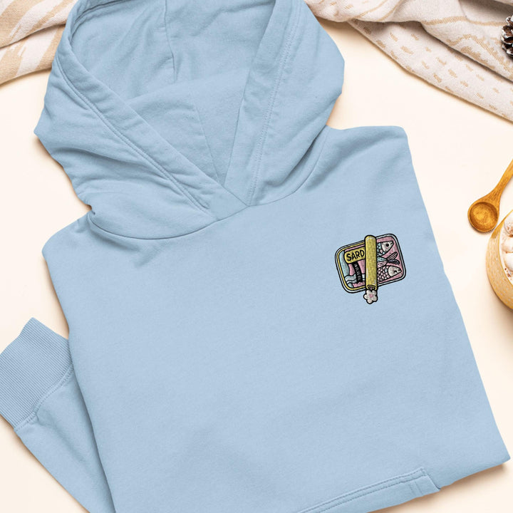 Pastel Sardine Can Embroidered Hoodie: Heavy Blend Cotton-Poly, Unisex Fit