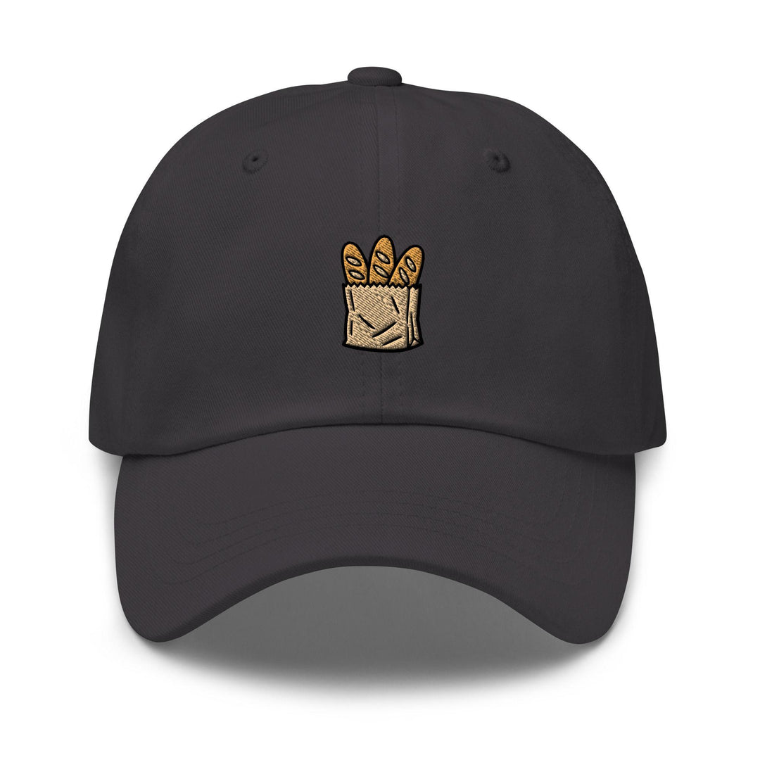 Baguette in Paper Bag Embroidered Dad Cap: Chino Cotton Twill Adjustable Unisex Hat