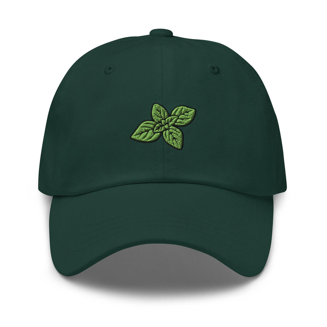 Basil Leaves Embroidered Dad Cap: Chino Cotton Twill Adjustable Unisex Hat