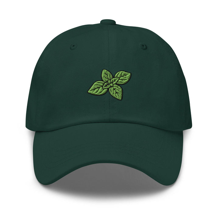 Basil Leaves Embroidered Dad Cap: Chino Cotton Twill Adjustable Unisex Hat