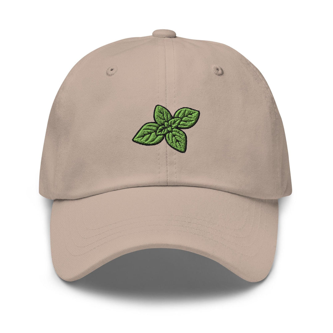 Basil Leaves Embroidered Dad Cap: Chino Cotton Twill Adjustable Unisex Hat