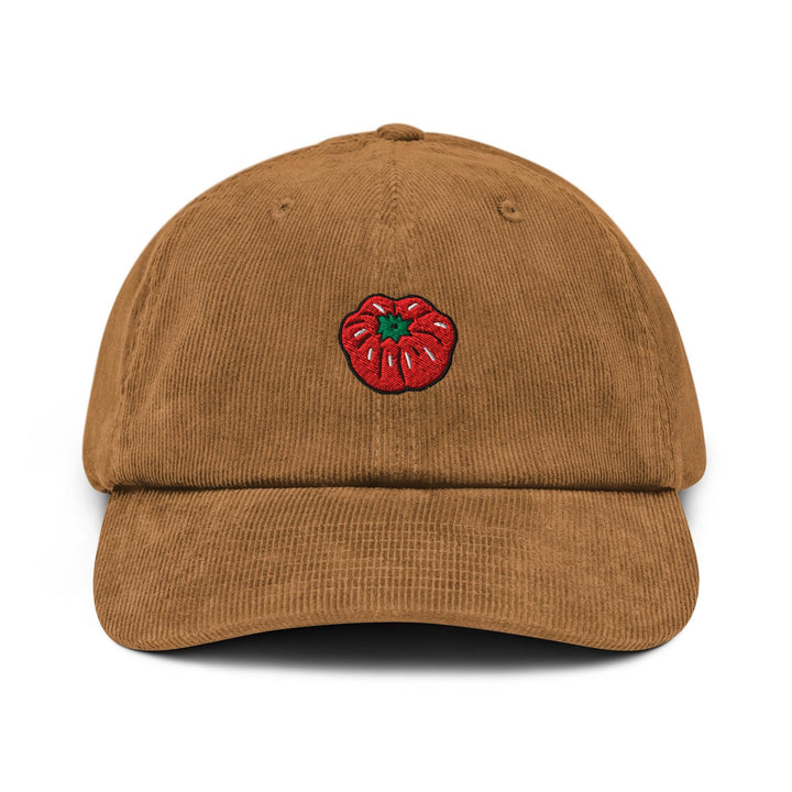Beefsteak Tomato Embroidered Cotton Corduroy Hat: Adjustable Fit