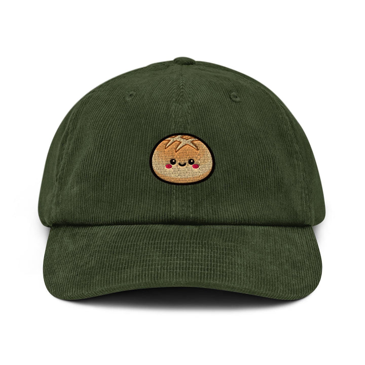 Kawaii Milk Bread Bun Embroidered Cotton Corduroy Hat: Adjustable Fit