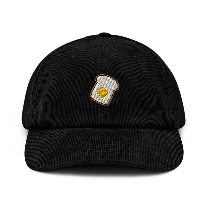 Buttered Toast Embroidered Cotton Corduroy Hat: Adjustable Fit