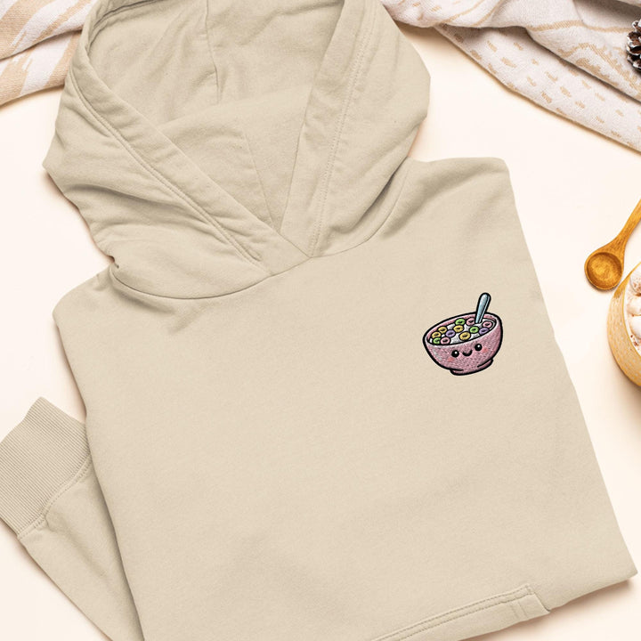Cute Loop Cereal Bowl Embroidered Hoodie: Heavy Blend Cotton-Poly, Unisex Fit