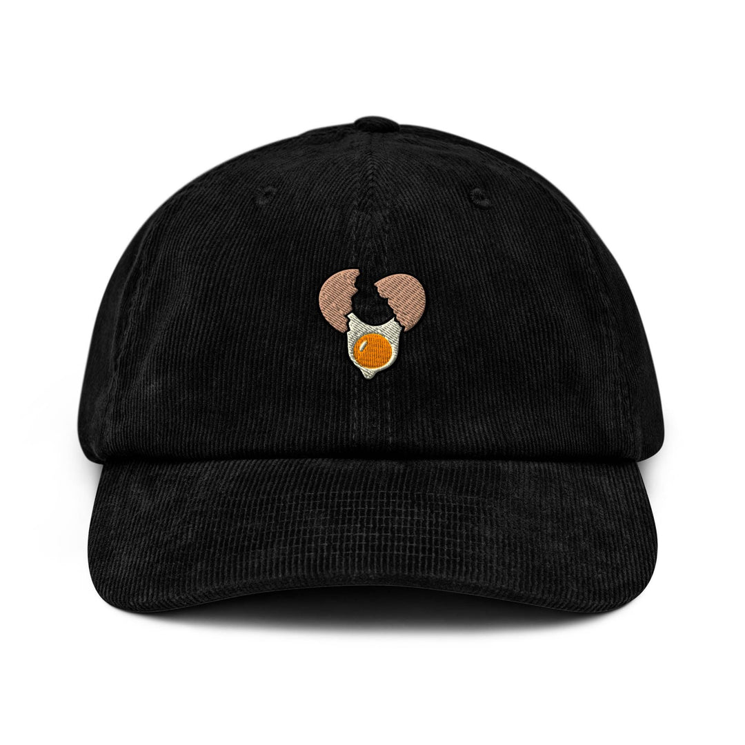 Cracked Egg Embroidered Cotton Corduroy Hat: Adjustable Fit