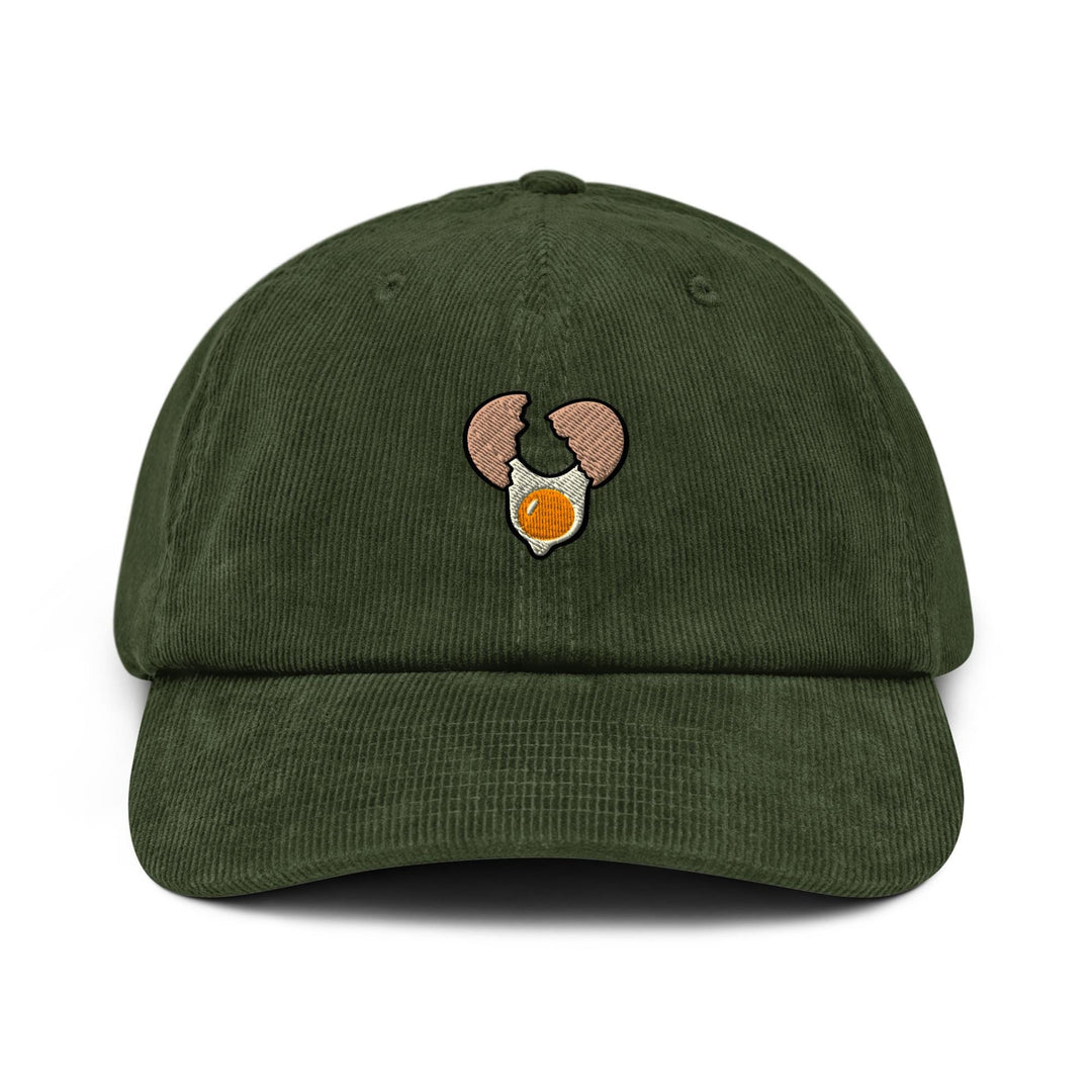 Cracked Egg Embroidered Cotton Corduroy Hat: Adjustable Fit