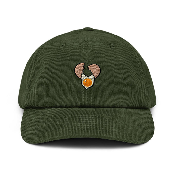 Cracked Egg Embroidered Cotton Corduroy Hat: Adjustable Fit