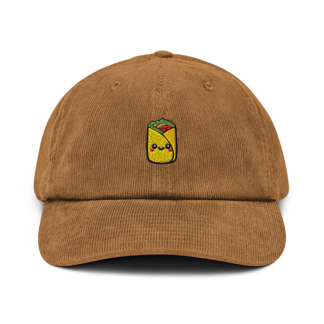 Cute Deli Wrap Embroidered Cotton Corduroy Hat: Adjustable Fit