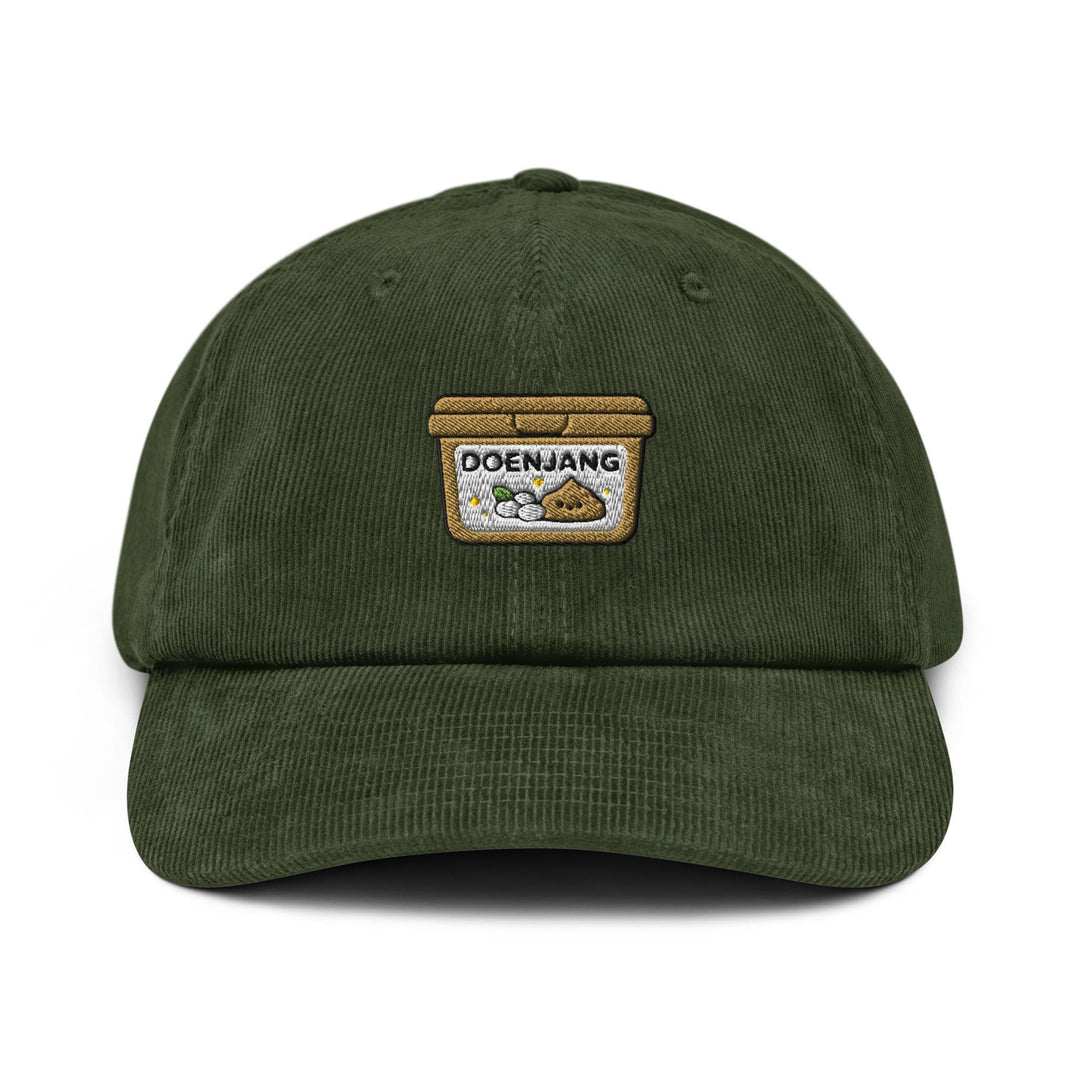 Doenjang Korean Soybean Paste Embroidered Cotton Corduroy Hat: Adjustable Fit