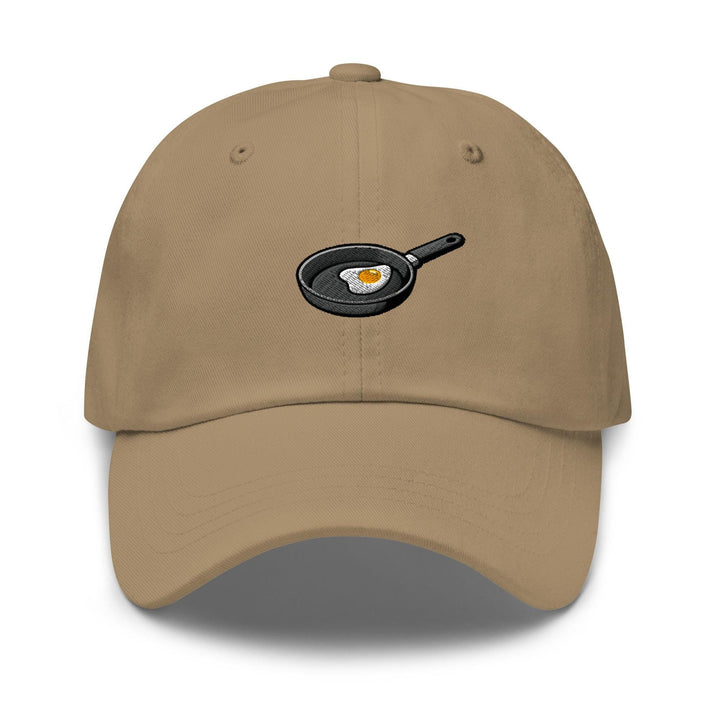 Fried Egg in Pan Embroidered Dad Cap: Chino Cotton Twill Adjustable Unisex Hat