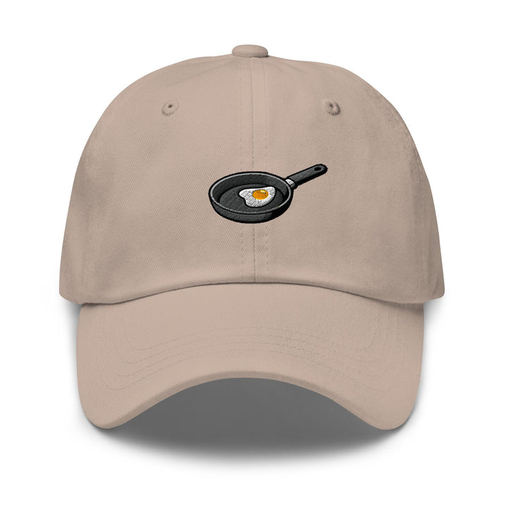 Fried Egg in Pan Embroidered Dad Cap: Chino Cotton Twill Adjustable Unisex Hat