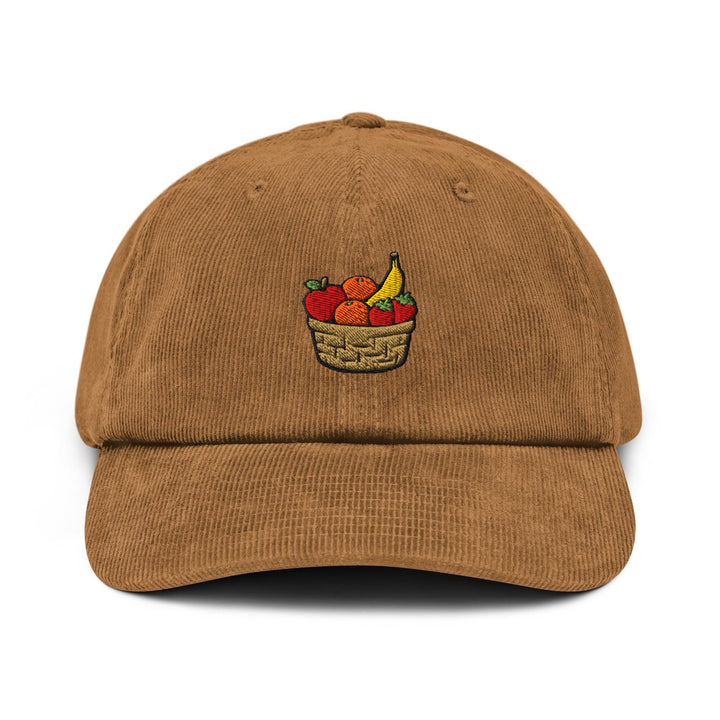 Fresh Fruit Basket Embroidered Cotton Corduroy Hat: Adjustable Fit