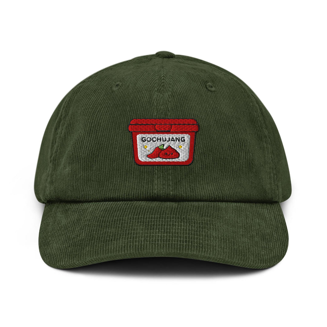 Gochujang Korean Chili Paste Embroidered Cotton Corduroy Hat: Adjustable Fit