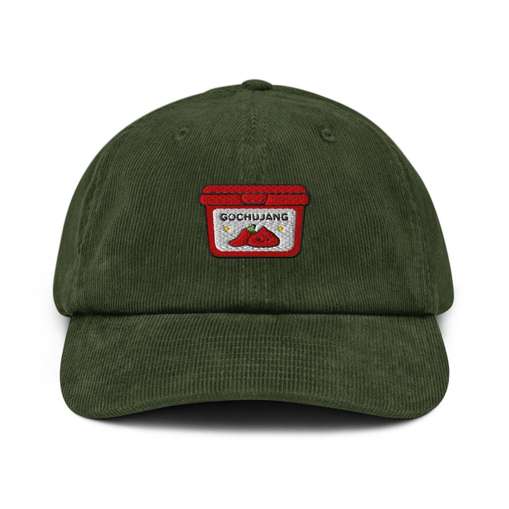 Gochujang Korean Chili Paste Embroidered Cotton Corduroy Hat: Adjustable Fit
