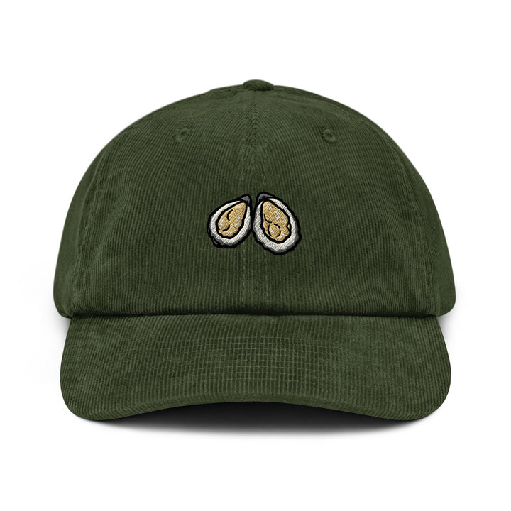Shucked Oyster Embroidered Cotton Corduroy Hat: Adjustable Fit