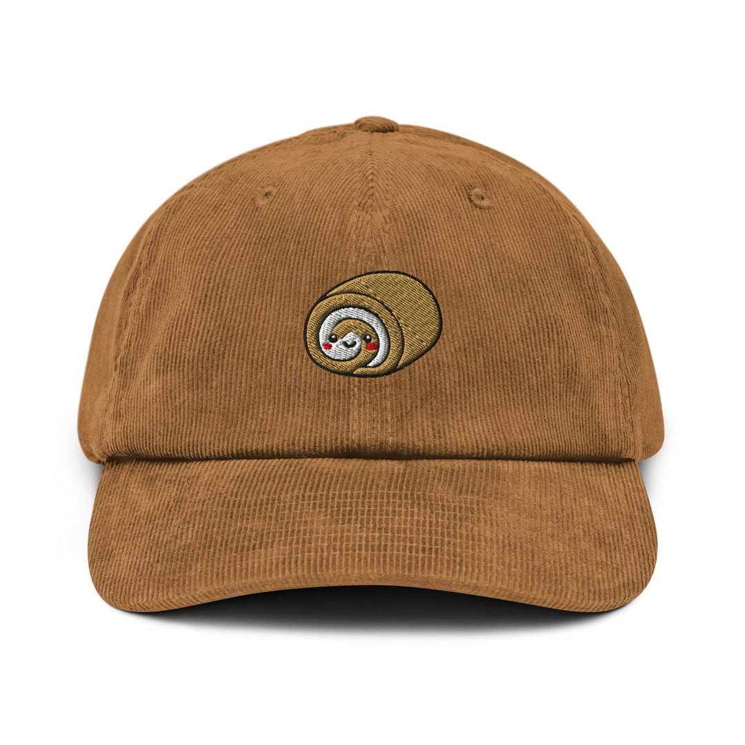 Smiling Swiss Roll Embroidered Cotton Corduroy Hat: Adjustable Fit