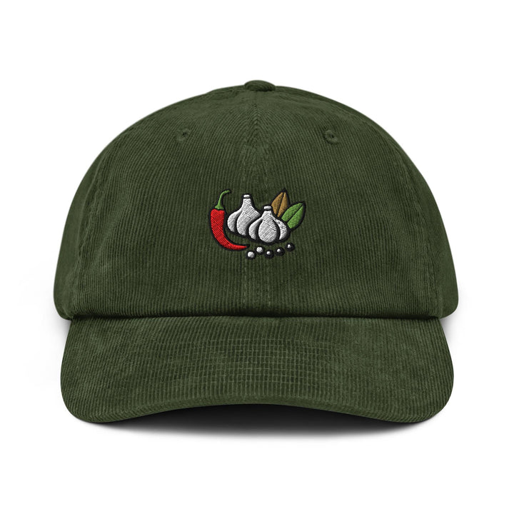 Herbs and Spices Embroidered Cotton Corduroy Hat: Adjustable Fit
