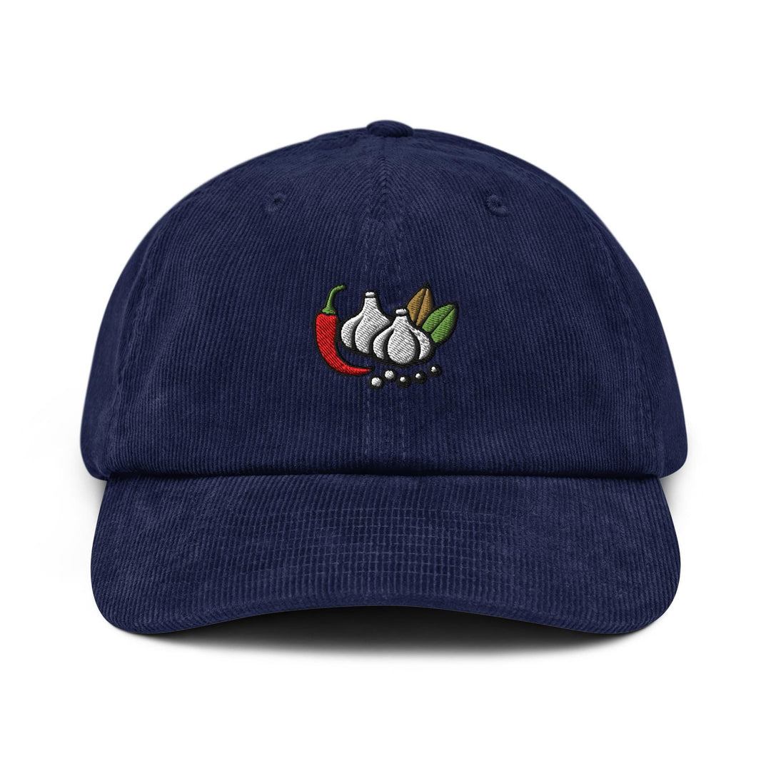 Herbs and Spices Embroidered Cotton Corduroy Hat: Adjustable Fit