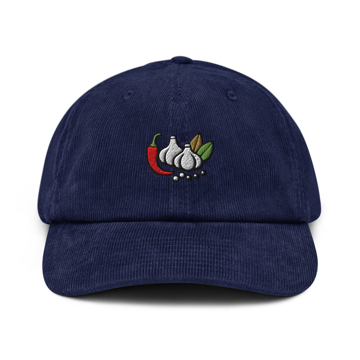 Herbs and Spices Embroidered Cotton Corduroy Hat: Adjustable Fit