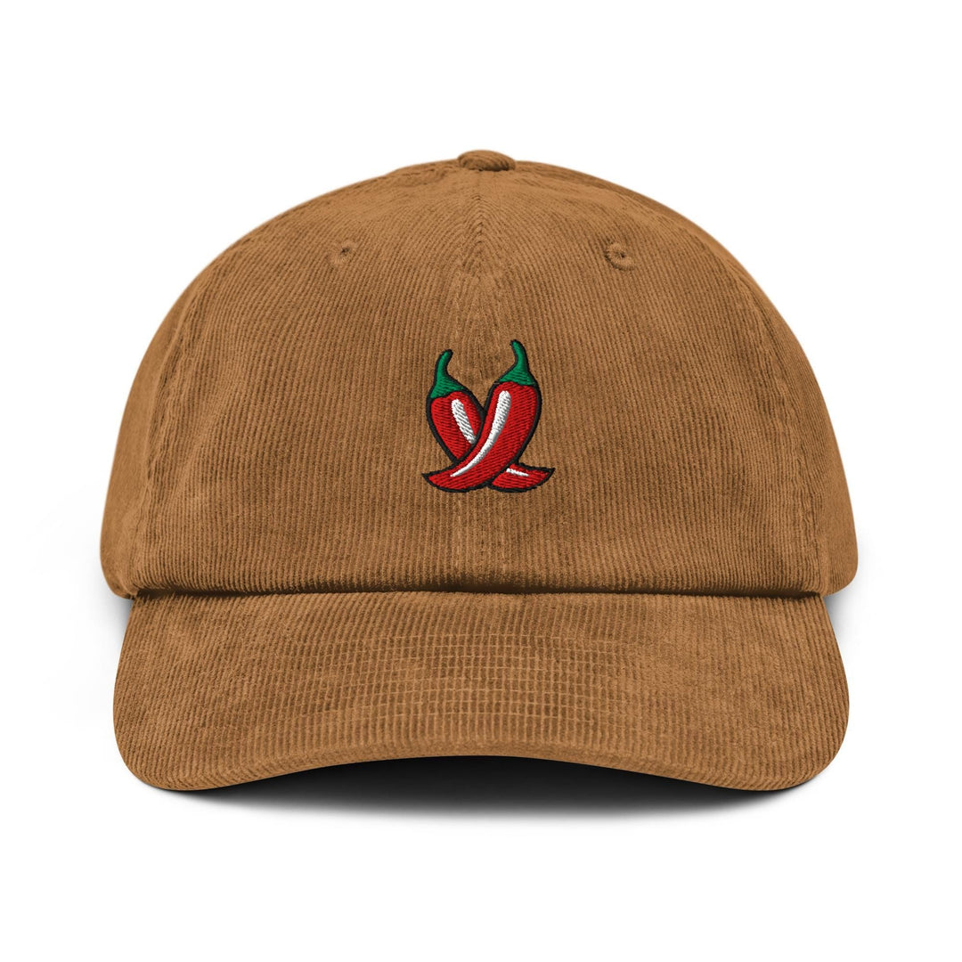 Spicy Red Chili  Peppers Embroidered Cotton Corduroy Hat: Adjustable Fit