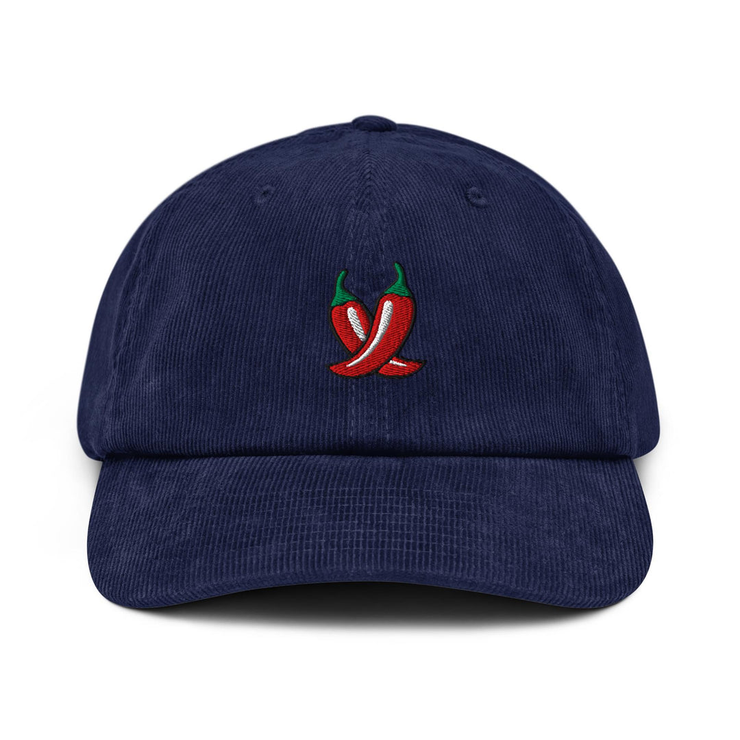 Spicy Red Chili  Peppers Embroidered Cotton Corduroy Hat: Adjustable Fit