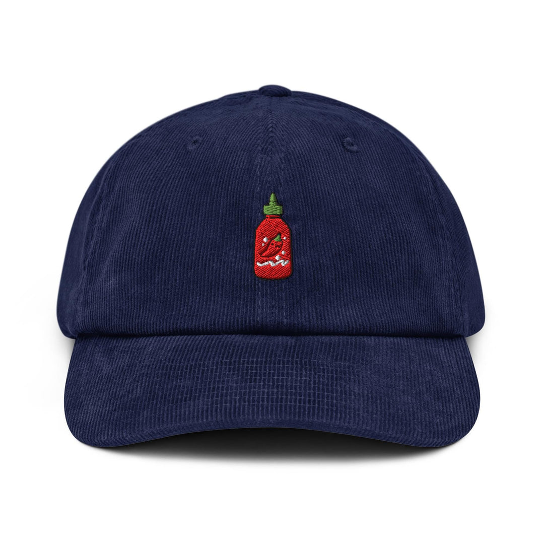 Asian Chili Sauce Embroidered Cotton Corduroy Hat: Adjustable Fit