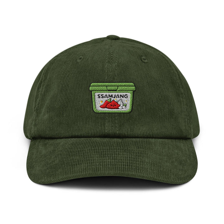 Ssamjang Korean Dipping Sauce Embroidered Cotton Corduroy Hat: Adjustable Fit