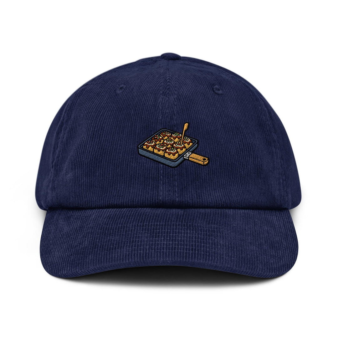 Takoyaki Pan Embroidered Cotton Corduroy Hat: Adjustable Fit