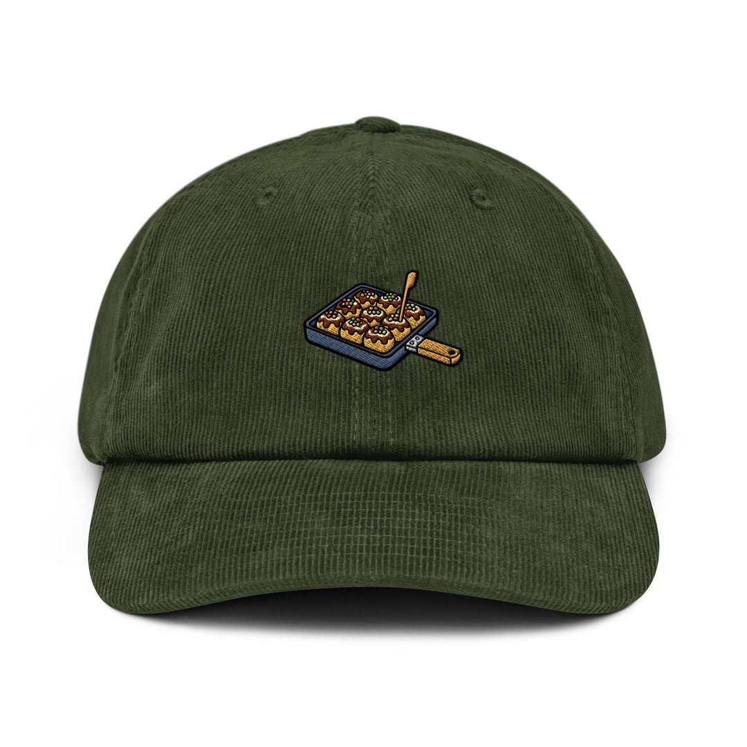 Takoyaki Pan Embroidered Cotton Corduroy Hat: Adjustable Fit