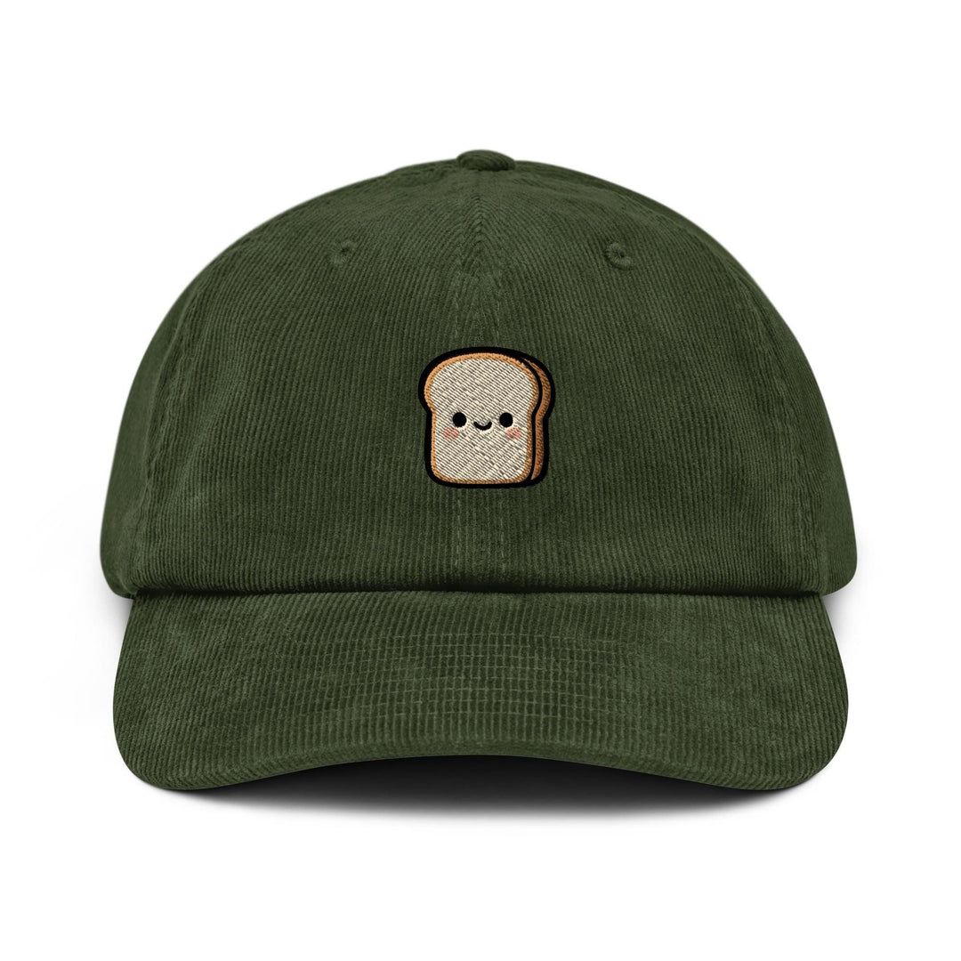 Cute Toast Embroidered Cotton Corduroy Hat: Adjustable Fit