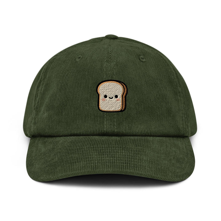 Cute Toast Embroidered Cotton Corduroy Hat: Adjustable Fit