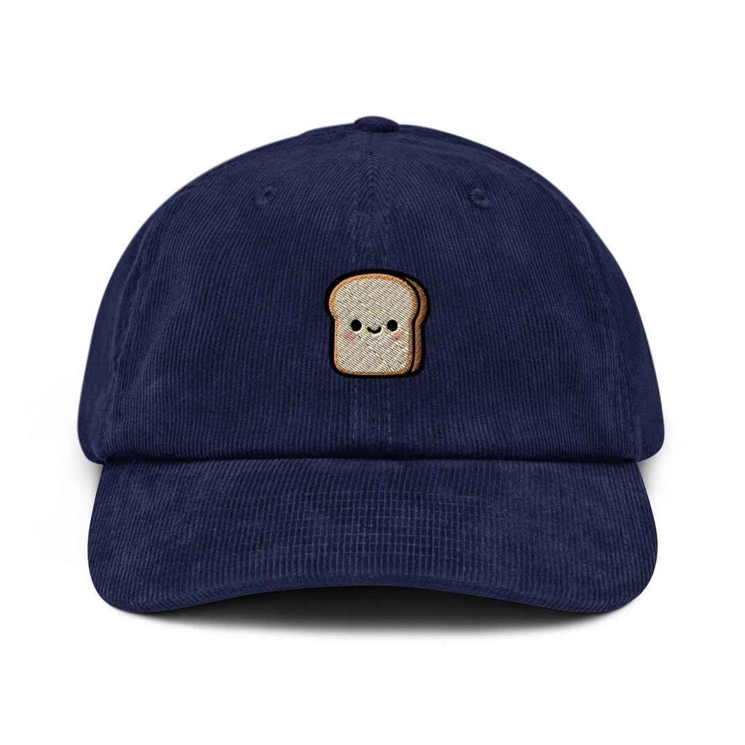 Cute Toast Embroidered Cotton Corduroy Hat: Adjustable Fit