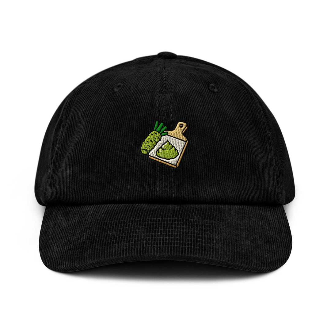 Freshly Grated Wasabi Embroidered Cotton Corduroy Hat: Adjustable Fit