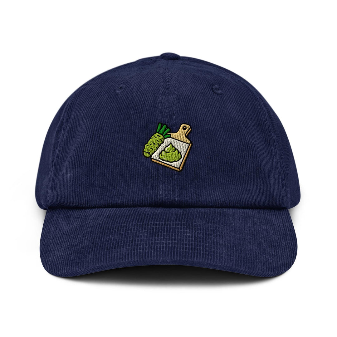 Freshly Grated Wasabi Embroidered Cotton Corduroy Hat: Adjustable Fit