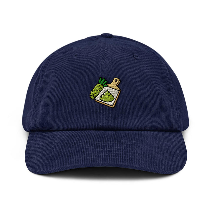 Freshly Grated Wasabi Embroidered Cotton Corduroy Hat: Adjustable Fit