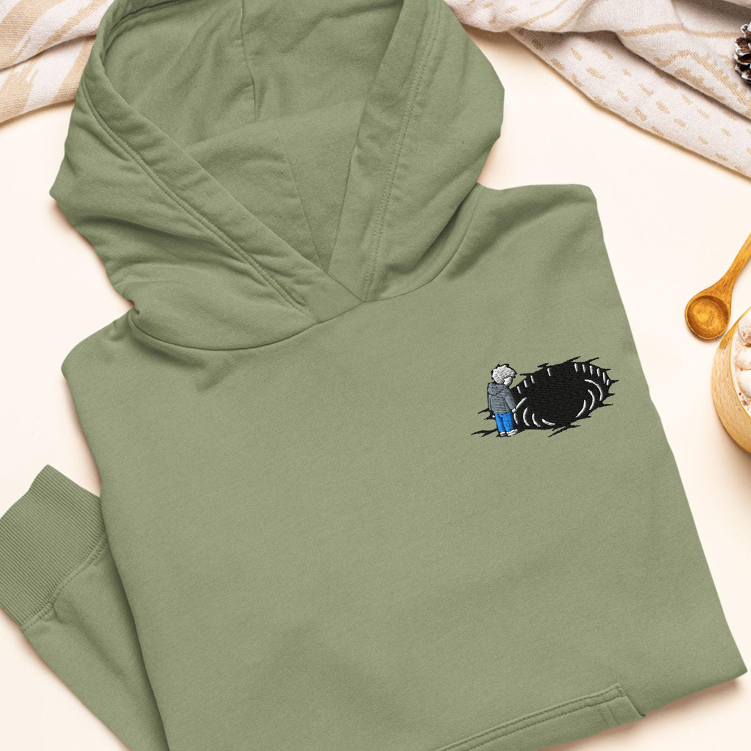 Staring Into the Abyss Embroidered Hoodie: Heavy Blend Cotton-Poly, Unisex Fit