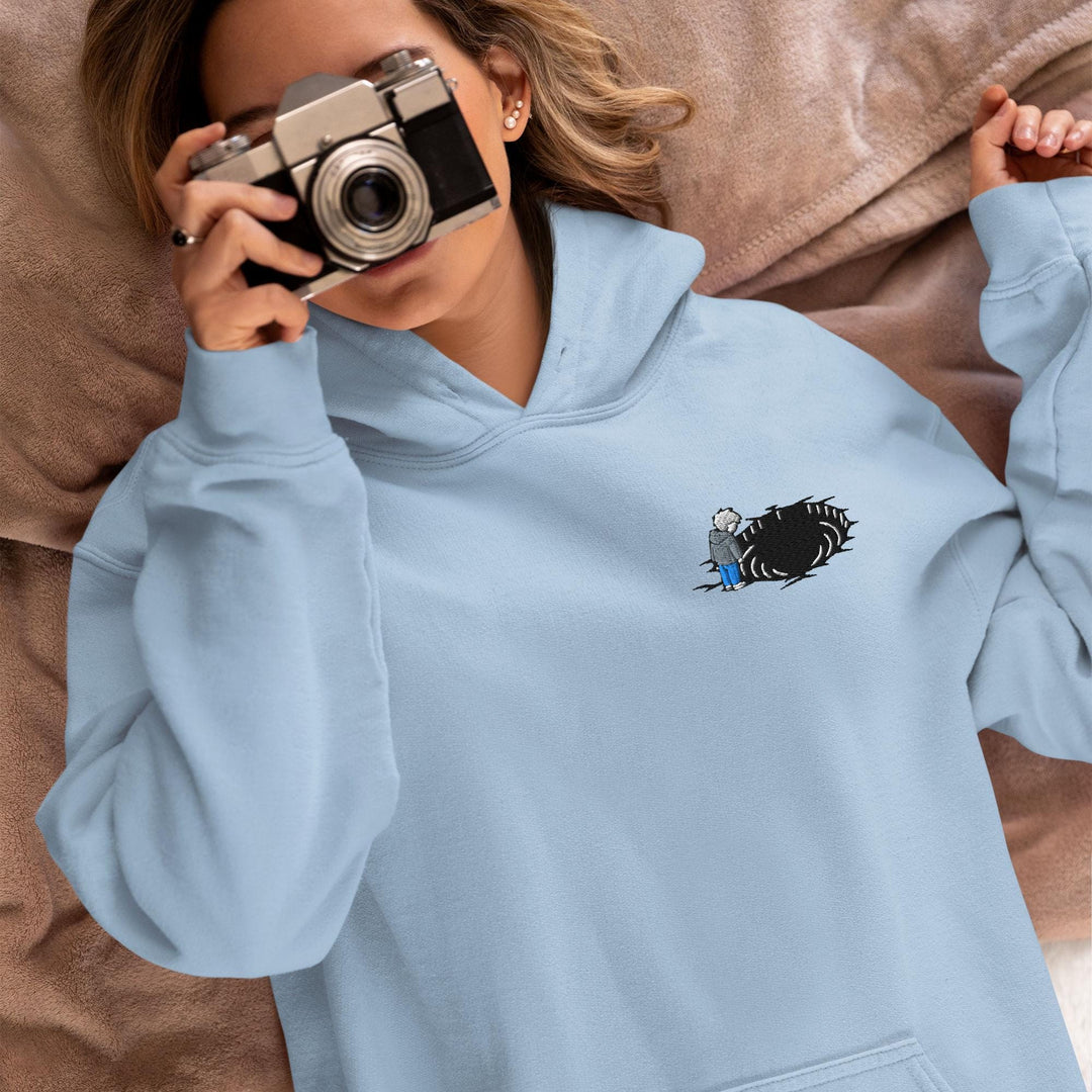 Staring Into the Abyss Embroidered Hoodie: Heavy Blend Cotton-Poly, Unisex Fit