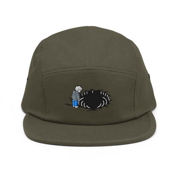 Staring Into the Abyss Embroidered 5‑Panel Cotton Camper Cap: Adjustable Fit