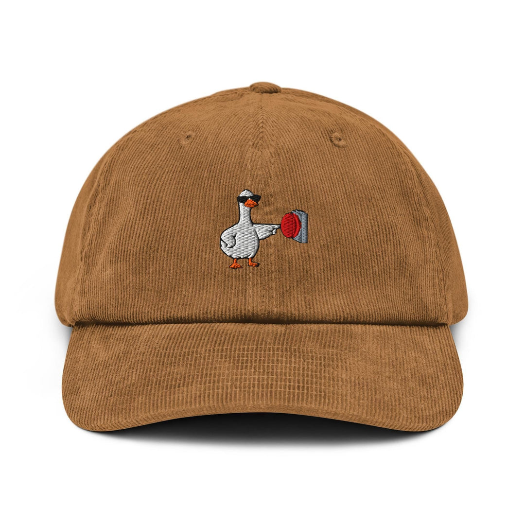 Rebellious Goose Embroidered Cotton Corduroy Hat: Adjustable Fit