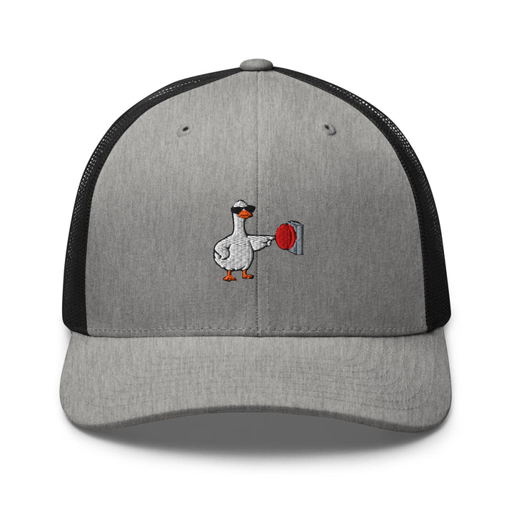 Rebellious Goose Embroidered Trucker Hat: Structured Retro Cap with Mesh Back