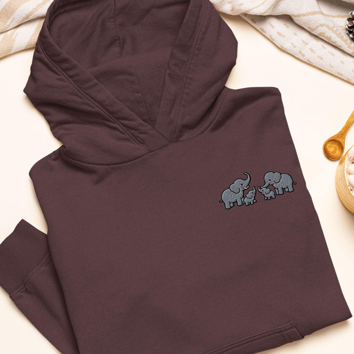 Adorable Elephant Family Embroidered Hoodie: Heavy Blend Cotton-Poly, Unisex Fit