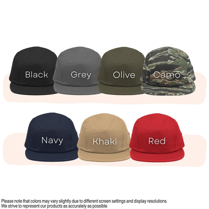 Adorable Elephant Family Camper Embroidered 5‑Panel Cotton Camper Cap: Adjustable Fit