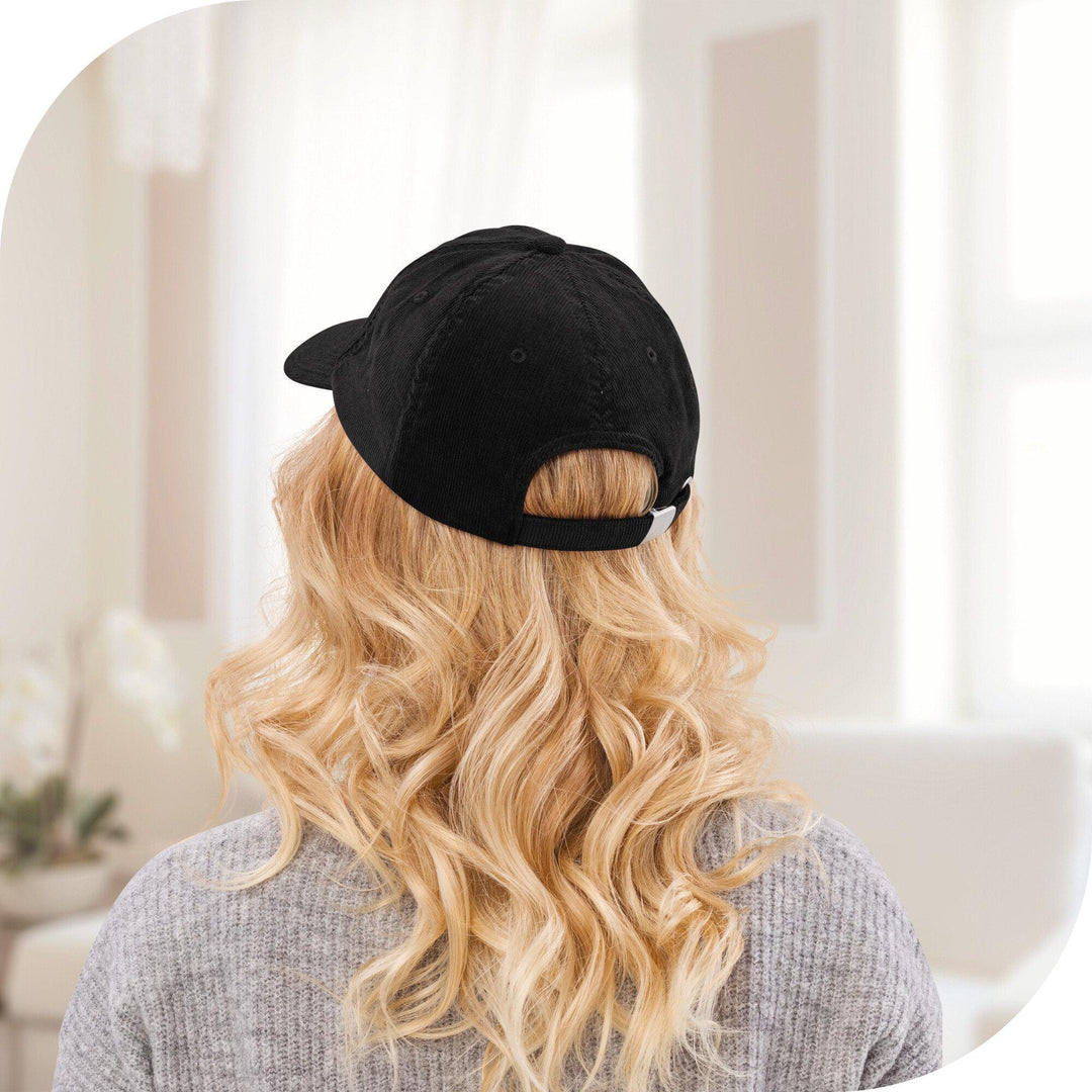 Adorable Elephant Family Embroidered Cotton Corduroy Hat: Adjustable Fit