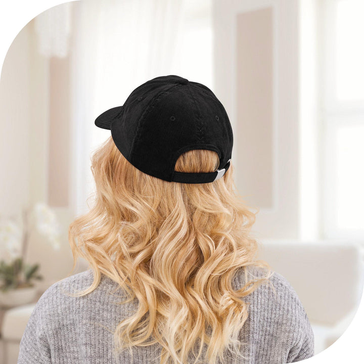 Adorable Elephant Family Embroidered Cotton Corduroy Hat: Adjustable Fit