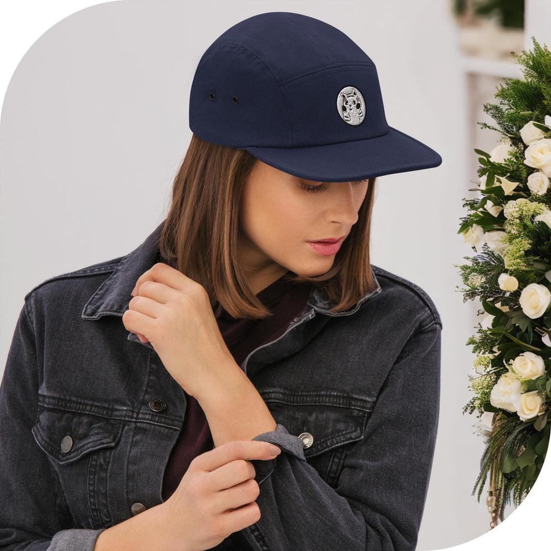Adorable Elephant Family Camper Embroidered 5‑Panel Cotton Camper Cap: Adjustable Fit