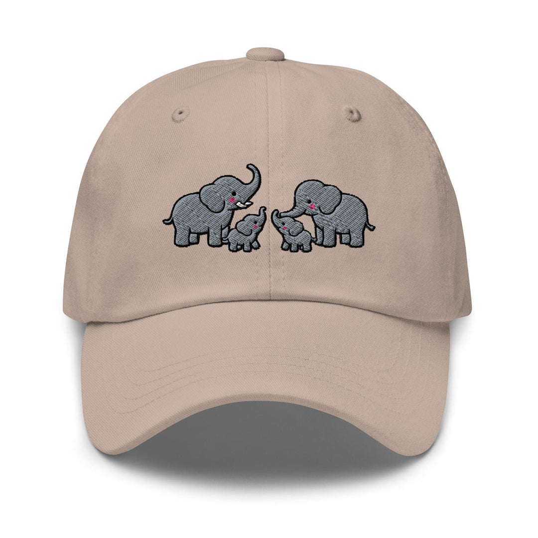 Adorable Elephant Family Embroidered Dad Cap: Chino Cotton Twill Adjustable Unisex Hat